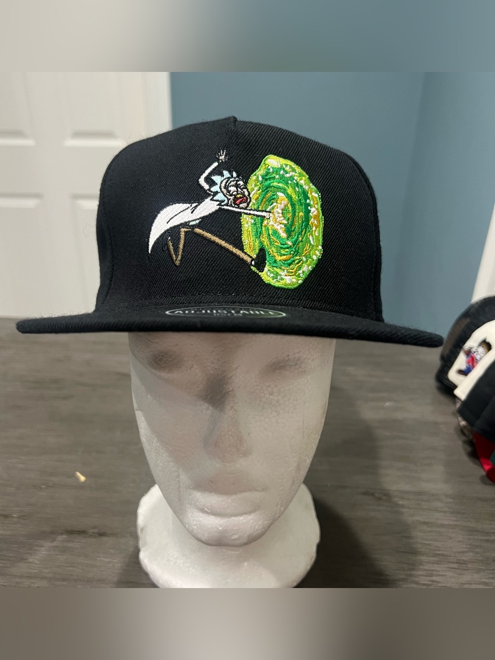 Rick & Morty Wormhole Portal Snapback Hat One Size Black Adult Swim NWT